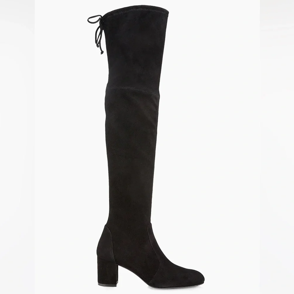 Stuart Weitzman Yulianaland OTK Over-the-Knee Black Suede Almond Toe Boots